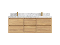 Madison Floating Teak 60 in. W x 22 in. D Double Sink Bathroom Vanity - photo 12