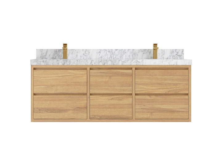 Madison Floating Teak 60 in. W x 22 in. D Double Sink Bathroom Vanity - photo 12