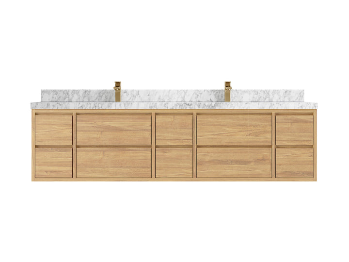 Madison Floating Teak 84 in. W x 22 in. D Double Sink Bathroom Vanity - photo 12
