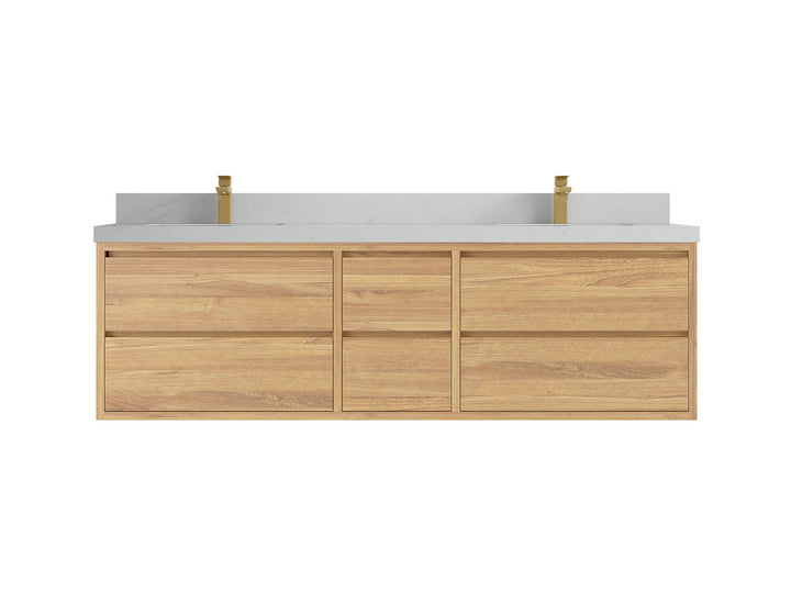 Madison Floating Teak 72 in. W x 22 in. D Double Sink Bathroom Vanity - photo 13