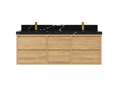 Madison Floating Teak 60 in. W x 22 in. D Double Sink Bathroom Vanity - photo 7