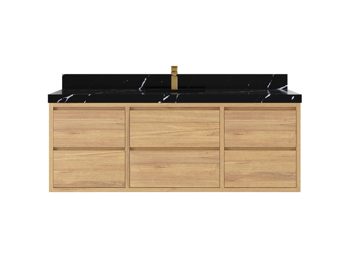 Madison Floating Teak 60 in. W x 22 in. D Single Sink Bathroom Vanity - photo 7