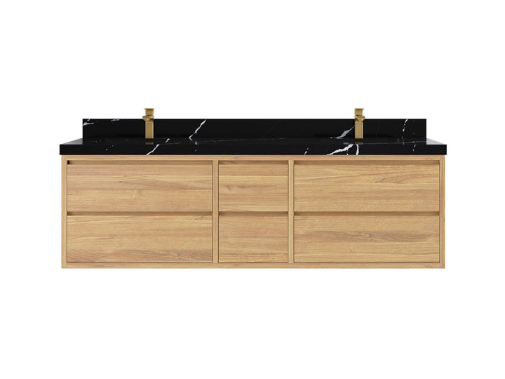Madison Floating Teak 72 in. W x 22 in. D Double Sink Bathroom Vanity - photo 7