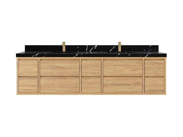 Madison Floating Teak 84 in. W x 22 in. D Double Sink Bathroom Vanity - photo 7