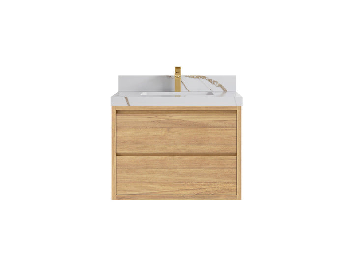 Madison Floating Teak 30 in. W x 22 in. D Single Sink Bathroom Vanity - photo 8