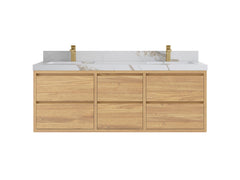 Madison Floating Teak 60 in. W x 22 in. D Double Sink Bathroom Vanity - photo 8