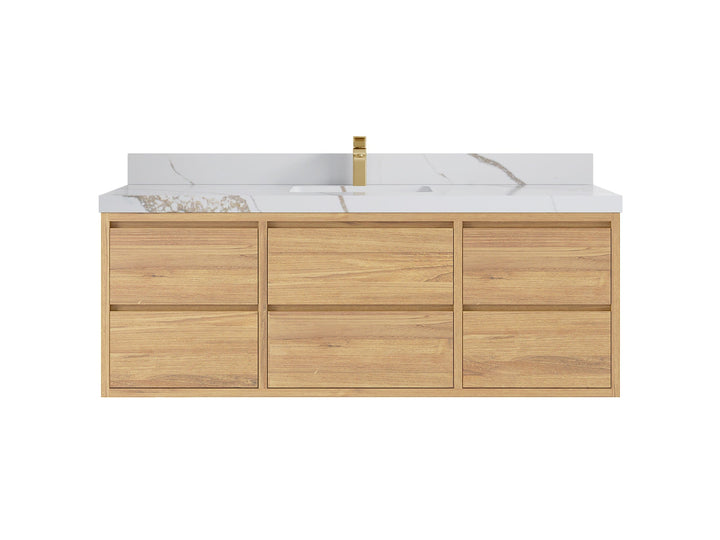 Madison Floating Teak 60 in. W x 22 in. D Single Sink Bathroom Vanity - photo 8