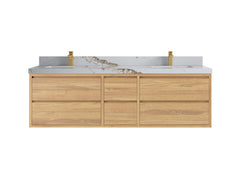 Madison Floating Teak 72 in. W x 22 in. D Double Sink Bathroom Vanity - photo 8