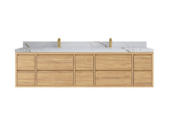 Madison Floating Teak 84 in. W x 22 in. D Double Sink Bathroom Vanity - photo 8
