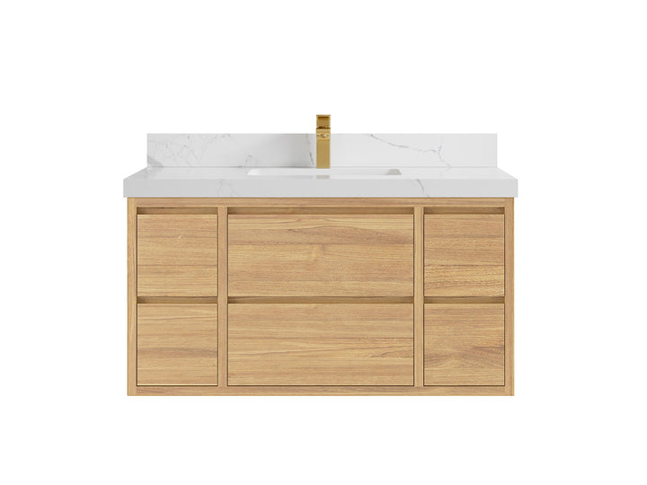 Madison Floating Teak 42 in. W x 22 in. D Single Sink Bathroom Vanity - photo 9