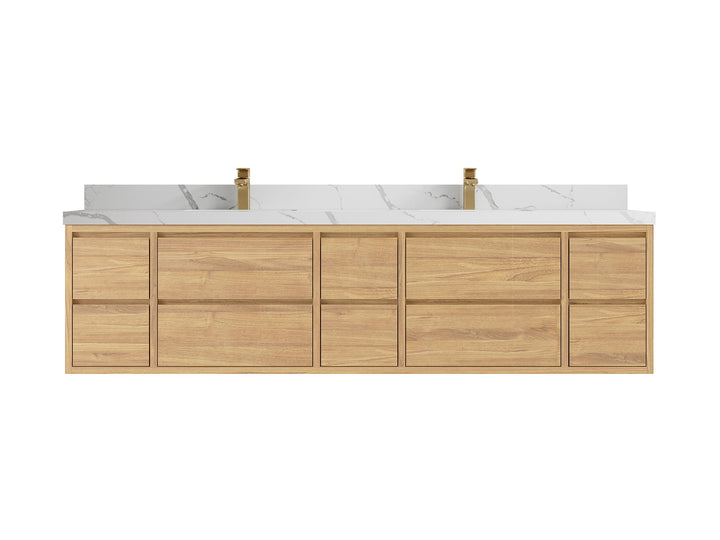 Madison Floating Teak 84 in. W x 22 in. D Double Sink Bathroom Vanity - photo 9