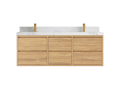 Madison Floating Teak 60 in. W x 22 in. D Double Sink Bathroom Vanity - photo 10