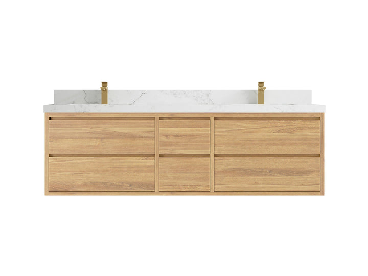 Madison Floating Teak 72 in. W x 22 in. D Double Sink Bathroom Vanity - photo 10