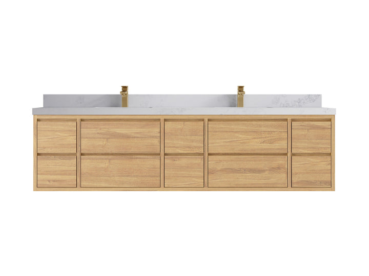 Madison Floating Teak 84 in. W x 22 in. D Double Sink Bathroom Vanity - photo 10