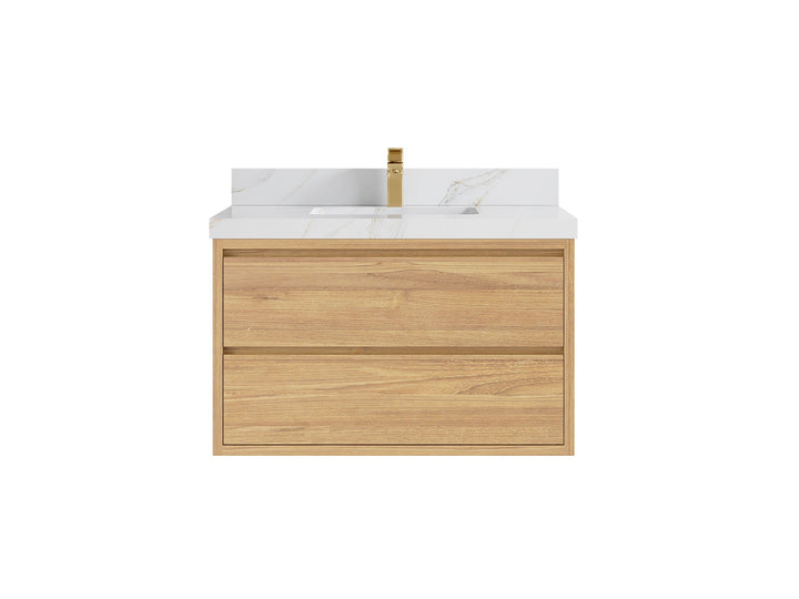 Madison Floating Teak 36 in. W x 22 in. D Center Sink Bathroom Vanity - photo 11