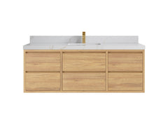 Madison Floating Teak 60 in. W x 22 in. D Single Sink Bathroom Vanity - photo 11