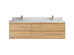 Madison Floating Teak 72 in. W x 22 in. D Double Sink Bathroom Vanity - photo 11