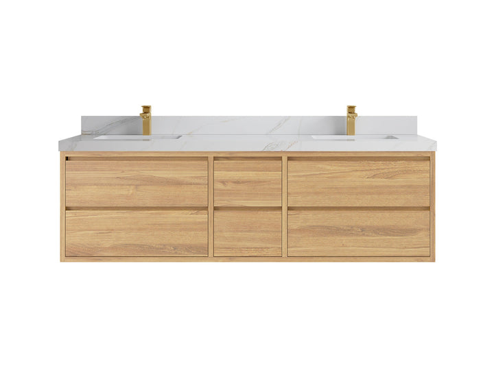 Madison Floating Teak 72 in. W x 22 in. D Double Sink Bathroom Vanity - photo 11