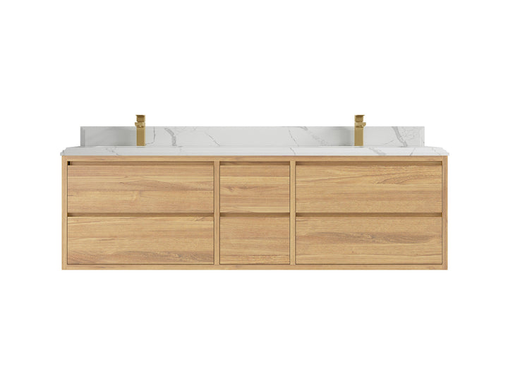 Madison Floating Teak 72 in. W x 22 in. D Double Sink Bathroom Vanity - photo 14