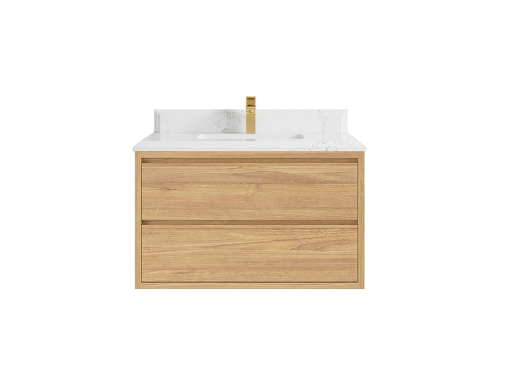 Madison Floating Teak 36 in. W x 22 in. D Center Sink Bathroom Vanity - photo 15