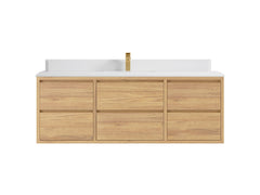 Madison Floating Teak 60 in. W x 22 in. D Single Sink Bathroom Vanity - photo 16