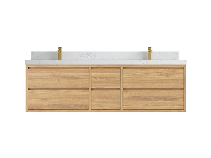 Madison Floating Teak 72 in. W x 22 in. D Double Sink Bathroom Vanity - photo 17