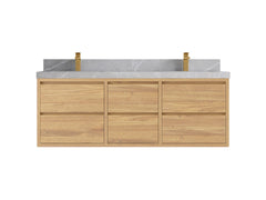 Madison Floating Teak 60 in. W x 22 in. D Double Sink Bathroom Vanity - photo 18