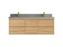 Madison Floating Teak 60 in. W x 22 in. D Double Sink Bathroom Vanity - photo 19