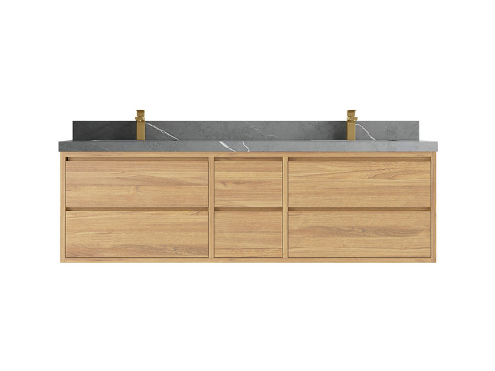 Madison Floating Teak 72 in. W x 22 in. D Double Sink Bathroom Vanity - photo 19