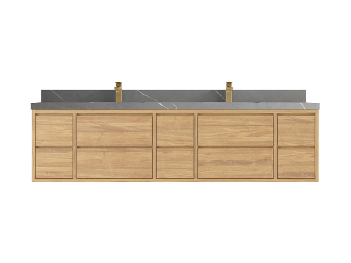 Madison Floating Teak 84 in. W x 22 in. D Double Sink Bathroom Vanity - photo 19