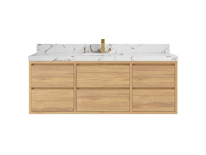 Madison Floating Teak 60 in. W x 22 in. D Single Sink Bathroom Vanity - photo 20