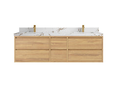 Madison Floating Teak 72 in. W x 22 in. D Double Sink Bathroom Vanity - photo 20