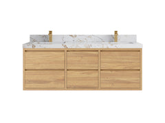 Madison Floating Teak 60 in. W x 22 in. D Double Sink Bathroom Vanity - photo 21
