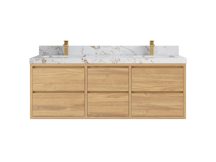 Madison Floating Teak 60 in. W x 22 in. D Double Sink Bathroom Vanity - photo 21
