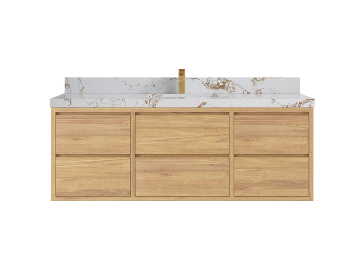 Madison Floating Teak 60 in. W x 22 in. D Single Sink Bathroom Vanity - photo 21