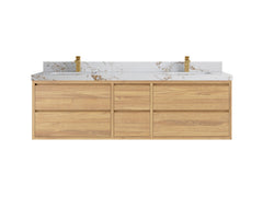 Madison Floating Teak 72 in. W x 22 in. D Double Sink Bathroom Vanity - photo 21