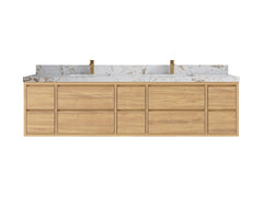 Madison Floating Teak 84 in. W x 22 in. D Double Sink Bathroom Vanity - photo 21