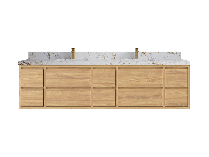 Madison Floating Teak 84 in. W x 22 in. D Double Sink Bathroom Vanity - photo 21
