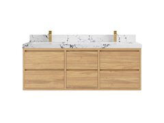 Madison Floating Teak 60 in. W x 22 in. D Double Sink Bathroom Vanity - photo 22