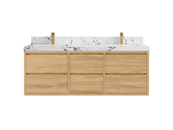 Madison Floating Teak 60 in. W x 22 in. D Double Sink Bathroom Vanity - photo 22