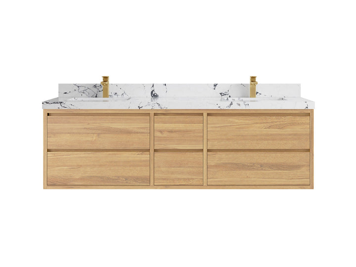 Madison Floating Teak 72 in. W x 22 in. D Double Sink Bathroom Vanity - photo 22