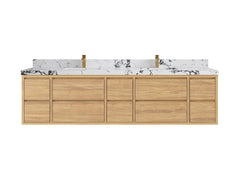 Madison Floating Teak 84 in. W x 22 in. D Double Sink Bathroom Vanity - photo 22