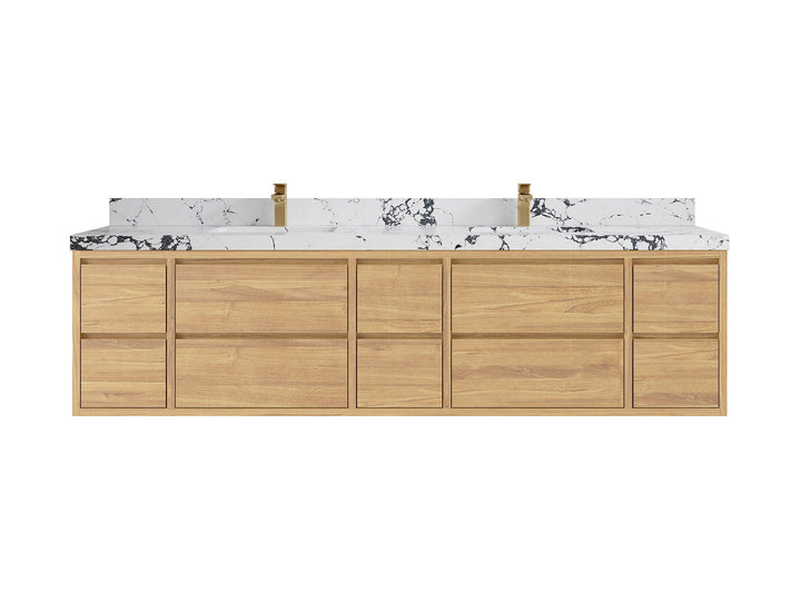Madison Floating Teak 84 in. W x 22 in. D Double Sink Bathroom Vanity - photo 22