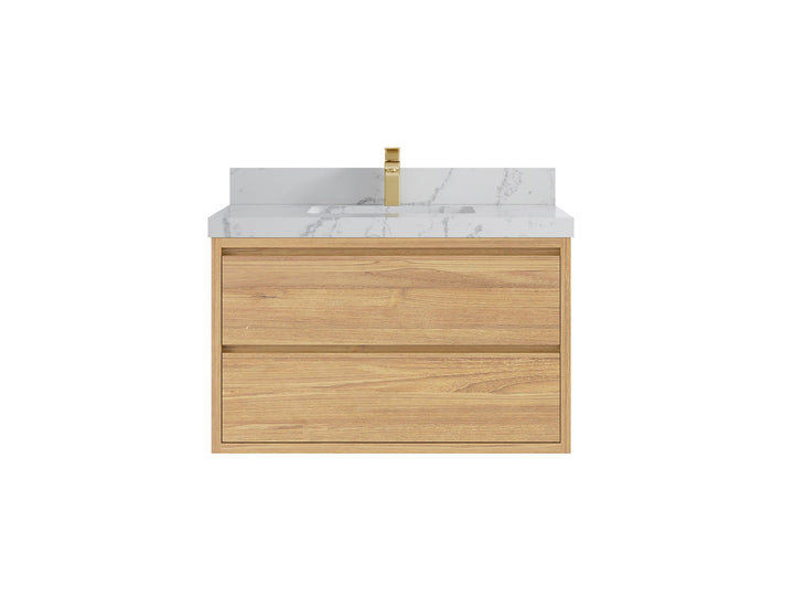 Madison Floating Teak 36 in. W x 22 in. D Center Sink Bathroom Vanity - photo 23