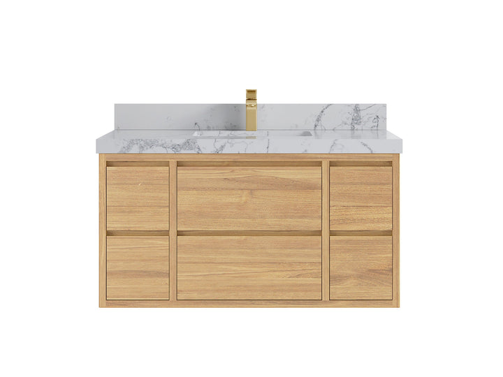 Madison Floating Teak 42 in. W x 22 in. D Single Sink Bathroom Vanity - photo 23