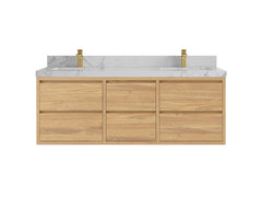 Madison Floating Teak 60 in. W x 22 in. D Double Sink Bathroom Vanity - photo 23