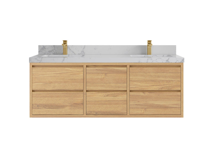 Madison Floating Teak 60 in. W x 22 in. D Double Sink Bathroom Vanity - photo 23