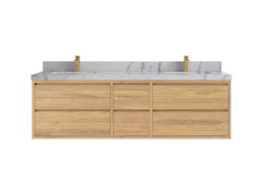 Madison Floating Teak 72 in. W x 22 in. D Double Sink Bathroom Vanity - photo 23
