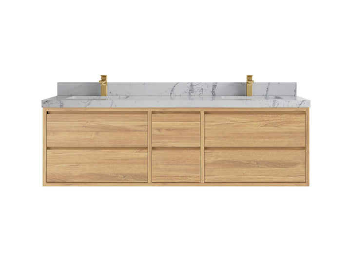 Madison Floating Teak 72 in. W x 22 in. D Double Sink Bathroom Vanity - photo 23