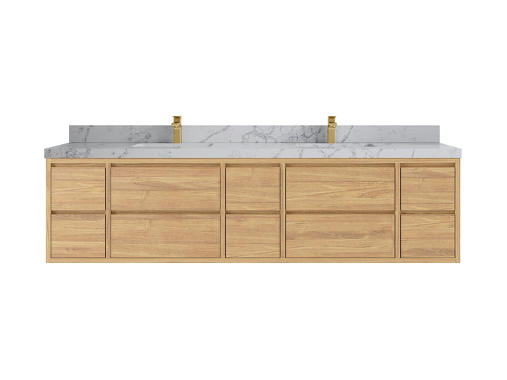 Madison Floating Teak 84 in. W x 22 in. D Double Sink Bathroom Vanity - photo 23